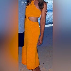 Orange cult Gaia knit cut out dress.